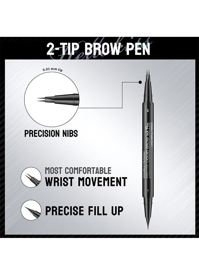 HelloKiss Precise Liquid Eyebrow Pen with Brush Double Headed Ink Pen 2 Tip Microblading Brow Pen Curved Eyebrow Pencil, 2 Fork Tip Eye Pen Waterproof Long Lasting Ink Pen Light Brown #01  - Image 2