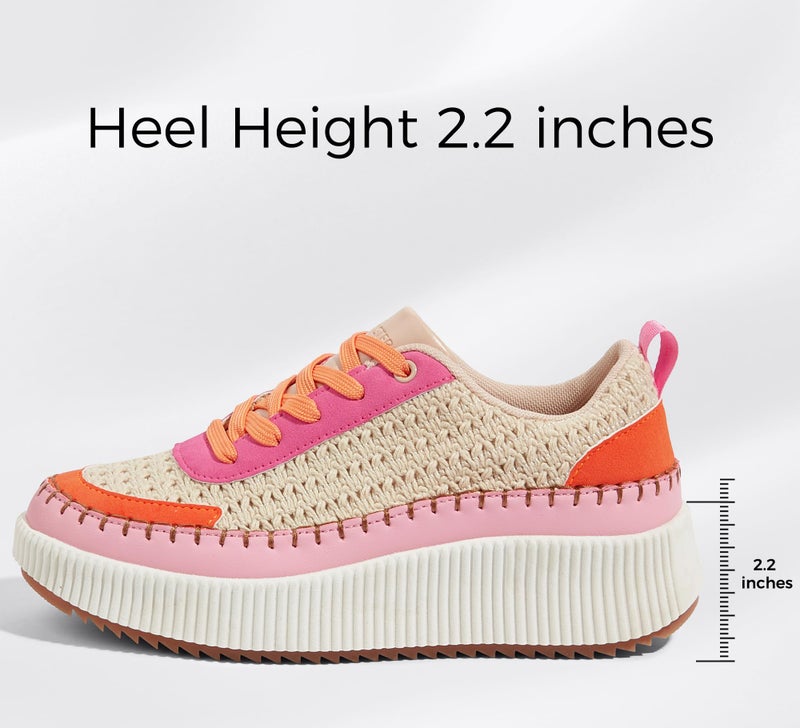 LUCKY STEP Women's Running Shoes Knit Non Slip Walking Trainers Casual Breathable Lightweight Sports Sneakers(Pink/Orange Knit,8 B(M) US) - Image 4