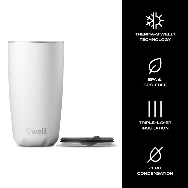 S'well Stainless Steel Tumbler with Slide-Open Lid, 18oz, Moonstone, Triple Layered Vacuum Insulated Containers Keeps Drinks Cold for 12 Hours and Hot for 4, BPA Free - Image 4