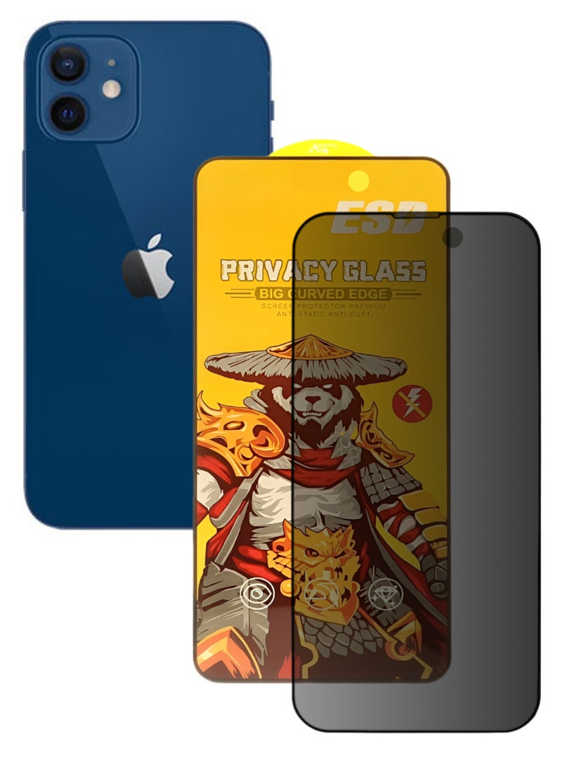 ESD Tempered Dustproof Privacy Glass Screen Protector Compatible For iPhone 12 - Image 1