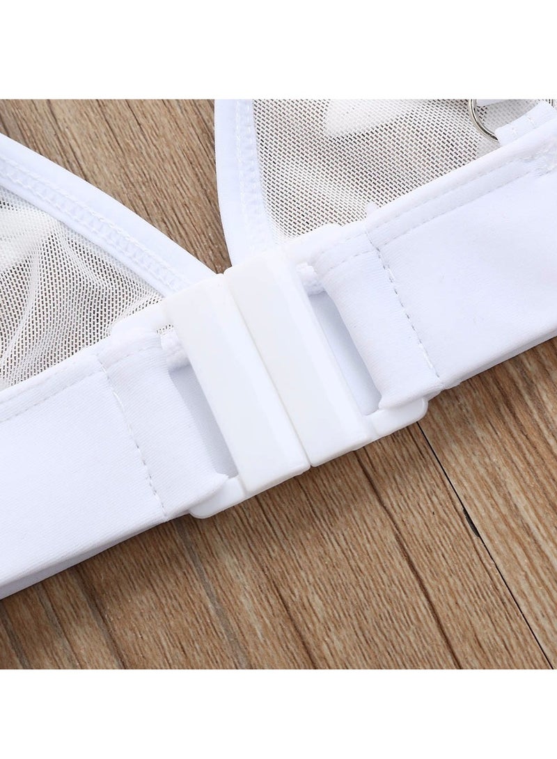 General Two-piece bikini suit swimsuit solid flower patch white  - Image 3