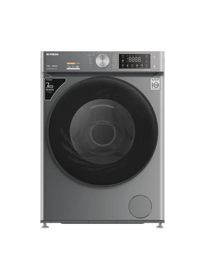 Fresh Fully Automatic Washing Machine, 7 kg, 1200 RPM, Inverter Motor, Direct Drive, Digital, Steam Wash - Dark Silver - Image 1