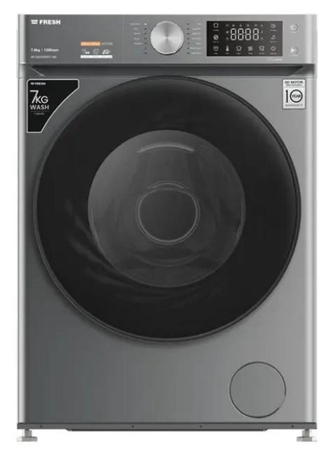 Fresh Fully Automatic Washing Machine, 7 kg, 1200 RPM, Inverter Motor, Direct Drive, Digital, Steam Wash - Dark Silver