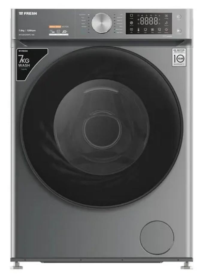 Fresh Fully Automatic Washing Machine, 7 kg, 1200 RPM, Inverter Motor, Direct Drive, Digital, Steam Wash - Dark Silver - Image 1