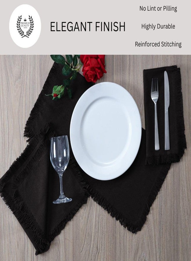 DineNest Cloth Dinner Napkins 100% Cotton Set of 6 - Soft Durable Reusable Table Napkins - for Dining Weddings Parties Holidays Easter and Everyday Use - Large 20x20 Inch Cloth Napkins Black - Image 4