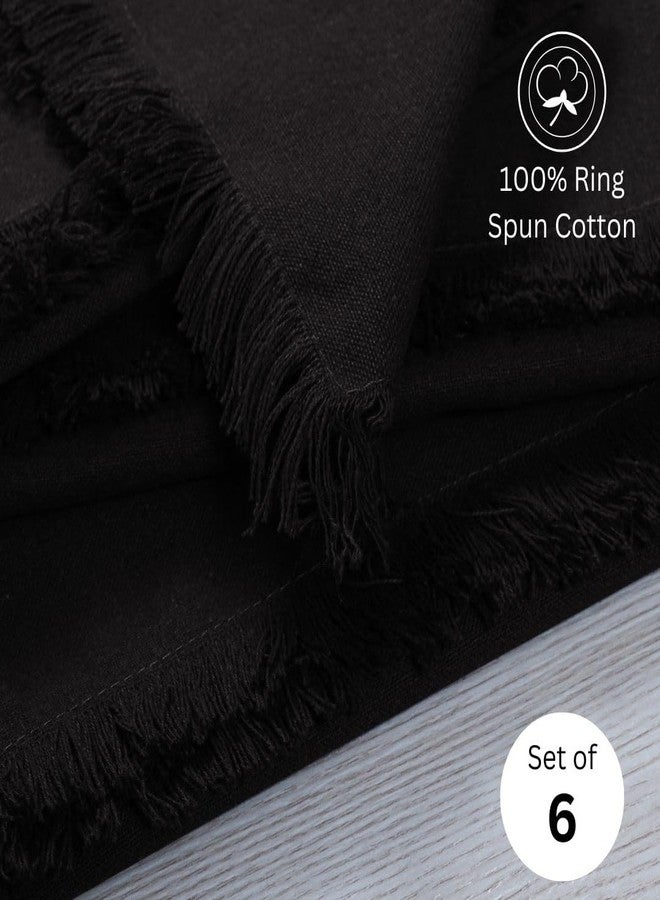 DineNest Cloth Dinner Napkins 100% Cotton Set of 6 - Soft Durable Reusable Table Napkins - for Dining Weddings Parties Holidays Easter and Everyday Use - Large 20x20 Inch Cloth Napkins Black - Image 2
