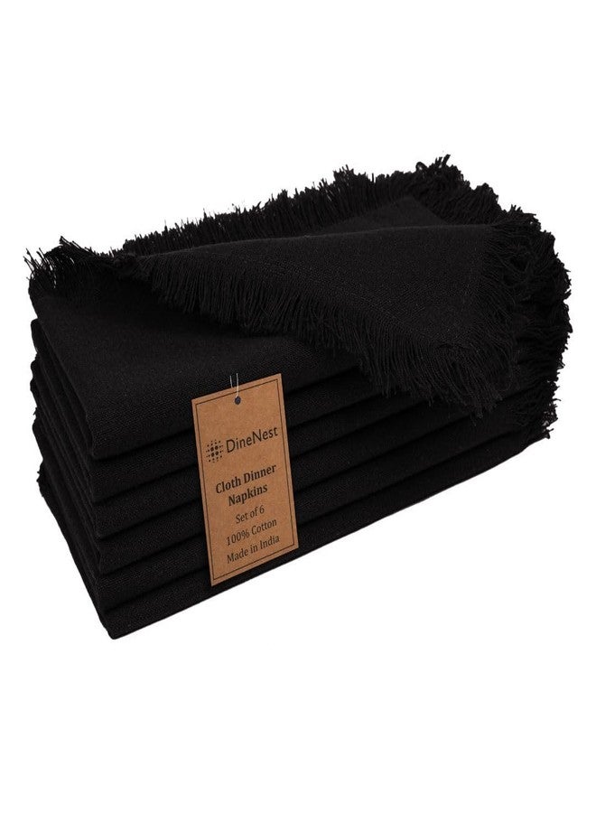 DineNest Cloth Dinner Napkins 100% Cotton Set of 6 - Soft Durable Reusable Table Napkins - for Dining Weddings Parties Holidays Easter and Everyday Use - Large 20x20 Inch Cloth Napkins Black - Image 1