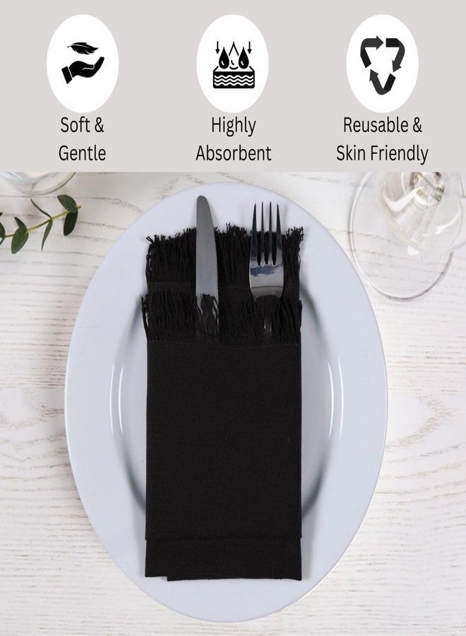 DineNest Cloth Dinner Napkins 100% Cotton Set of 6 - Soft Durable Reusable Table Napkins - for Dining Weddings Parties Holidays Easter and Everyday Use - Large 20x20 Inch Cloth Napkins Black - Image 3