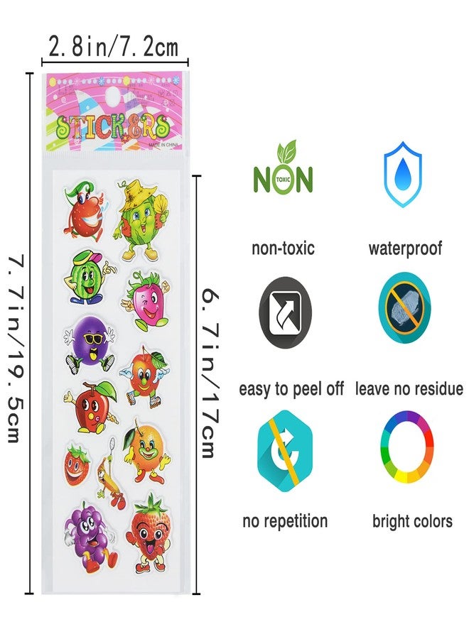 DaiUni 24 Sheets(350+) Fruit 3D Puffy Stickers for Toddlers Kids, Bulk Preschool Sticker Sheets for Reward, Craft, Scrapbooking - Image 3
