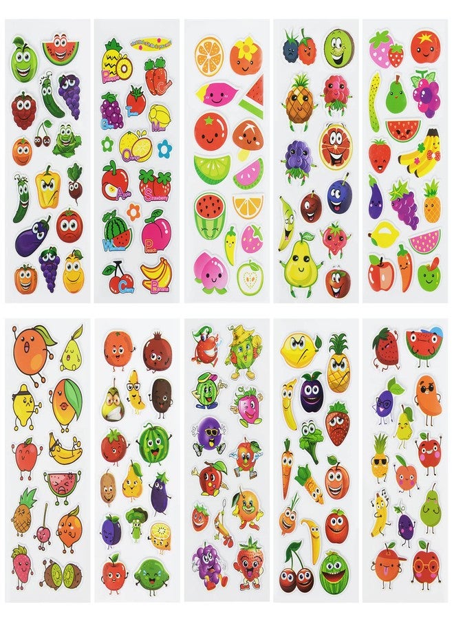 DaiUni 24 Sheets(350+) Fruit 3D Puffy Stickers for Toddlers Kids, Bulk Preschool Sticker Sheets for Reward, Craft, Scrapbooking - Image 2