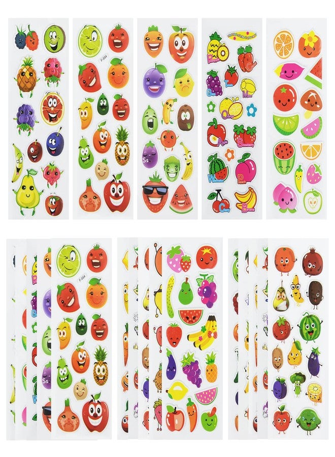 DaiUni 24 Sheets(350+) Fruit 3D Puffy Stickers for Toddlers Kids, Bulk Preschool Sticker Sheets for Reward, Craft, Scrapbooking - Image 1