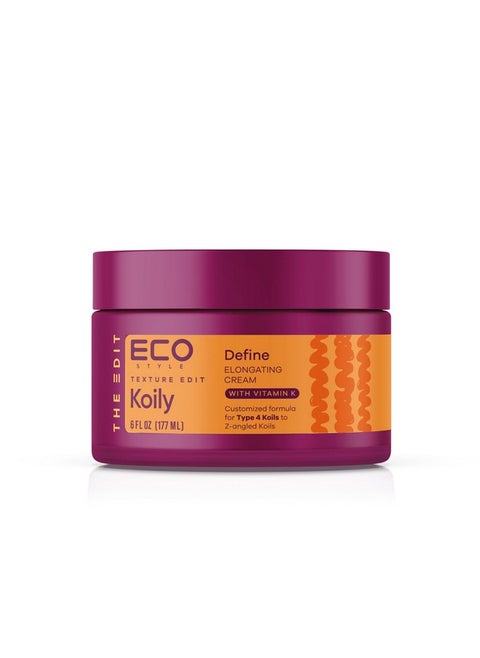 , Texture Edit, Koily Define Elongating Cream For Type 4 Curly Hair - A Sulfate-Free, Maximum Hold Defining Curl Cream That Smooths, Lengthens And Sculpts. 6Oz