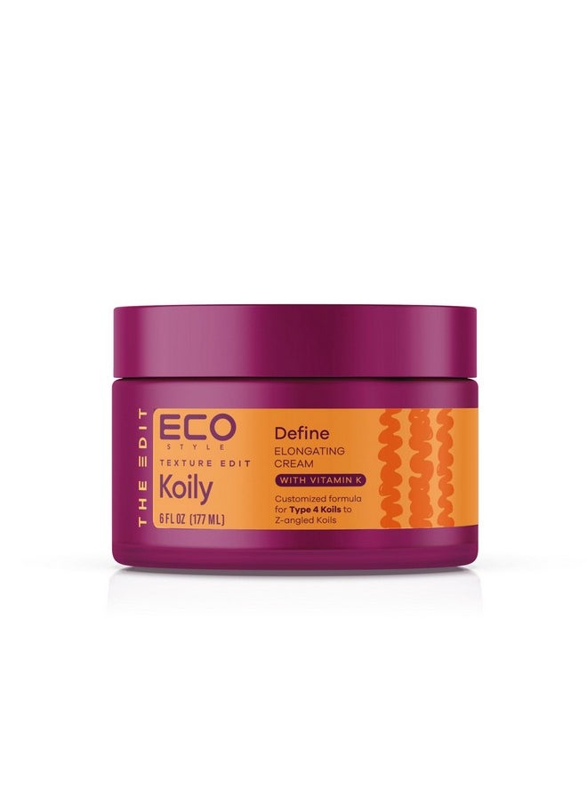 , Texture Edit, Koily Define Elongating Cream For Type 4 Curly Hair - A Sulfate-Free, Maximum Hold Defining Curl Cream That Smooths, Lengthens And Sculpts. 6Oz