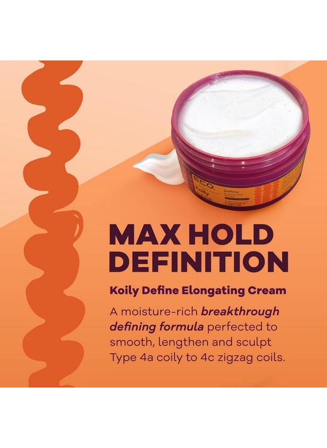 , Texture Edit, Koily Define Elongating Cream For Type 4 Curly Hair - A Sulfate-Free, Maximum Hold Defining Curl Cream That Smooths, Lengthens And Sculpts. 6Oz