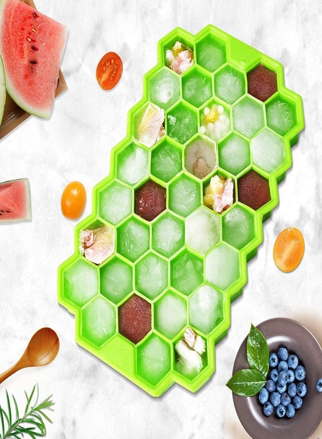 GOPI Ice Cube Tray Silicone for Freezer Honeycomb 37 Cavity Ice Cube Mould Flexible Tray for Freezer, Chocolate Cake Maker, Ice Trays for Chilled Drinks, Reusable (Multi Color) - Image 1
