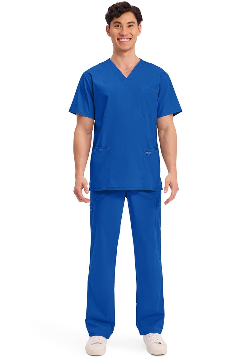 Cherokee Men's V-Neck Top Traditional fit with 4 Pockets, Ultra Soft, Durable, Fade Resistant, 2-Way Stretch Fabric Plus Size - WW695, 2XL, Royal - Image 5