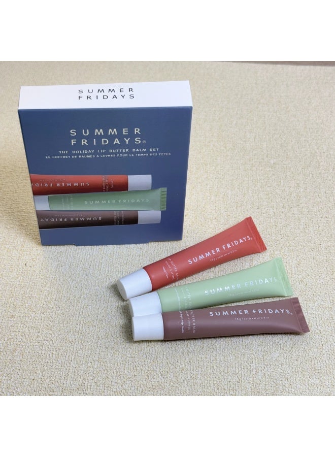 Holiday Lip Butter Balm Set (Full Size Trio)  poppy,sweet mint,vanilla beige,3 Count (Pack of 1) - Image 1
