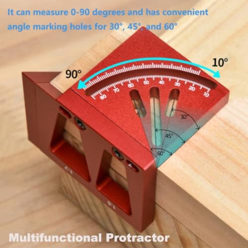3D Multi-Angle Aluminum Alloy Measuring Ruler, 45° and 90° Woodworking Square Protractor, Detachable Carpenter Angle Tool, for Precision Engineering Construction and DIY Projects - Image 3