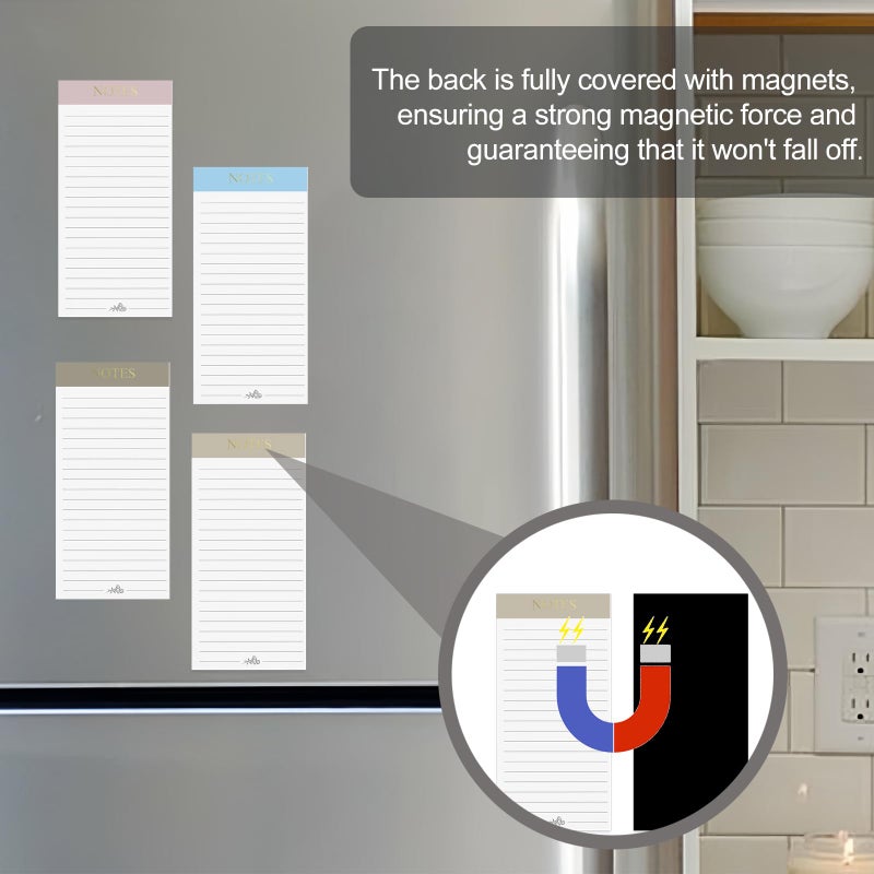 Utron 7 Pack Magnetic Notepads for Refrigerator, Morandi Color Magnetic Grocery List Pad for Fridge, Full Magnet Back Shopping Lists, 30 Sheets Per Note Pads - Image 5