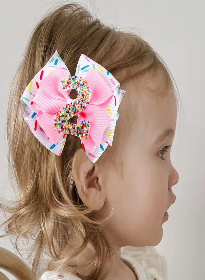 Exacoo Birthday Hair Bows for Girls Cute Hair Clips 2nd Birthday Decorations for Girl Pink Birthday Hair Accessories Photo Props 2nd Birthday Gifts 2nd Birthday Outfit Girl Bow Birthday Decorations - Image 4