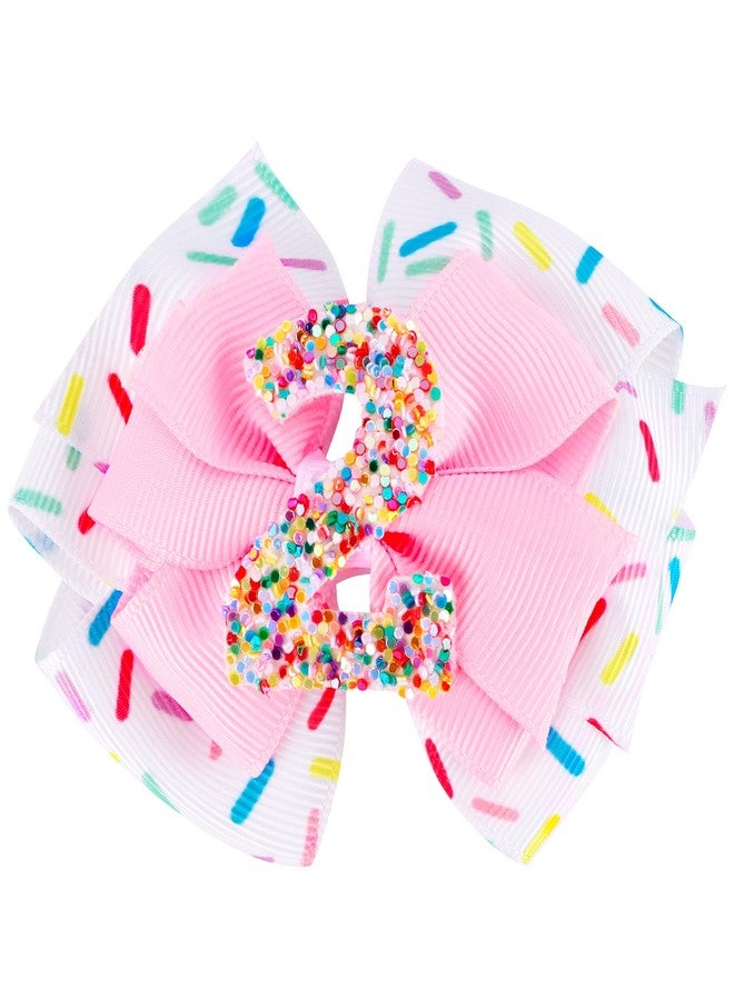 Exacoo Birthday Hair Bows for Girls Cute Hair Clips 2nd Birthday Decorations for Girl Pink Birthday Hair Accessories Photo Props 2nd Birthday Gifts 2nd Birthday Outfit Girl Bow Birthday Decorations - Image 1