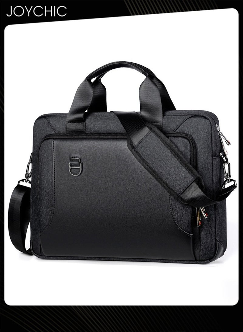 جوي شيك 15.6 Inch Business Multi-Pocket Laptop Sleeve Briefcase Large Capacity Shoulder Bag Electronic Accessories Organizer Waterproof Messenger Carrying Case Black - Image 3