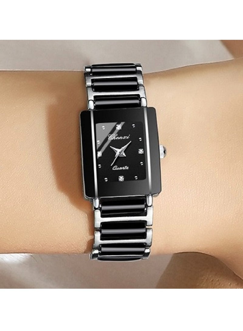 Chenxi Women's Ladies' Girls'Ceramics Quartz Watch for Female Black & Silver - Image 2
