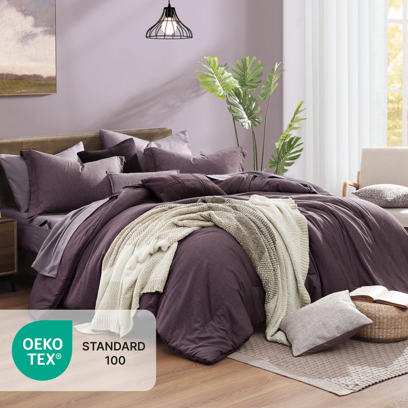 Monbix California King Comforter Set - 7 Pieces Cationic Dyeing Italian Plum Bed in a Bag Cal King Bed Sets with Comforter, Sheets, Pillowcases & Shams, Reversible Bedding Comforters Sets - Image 5