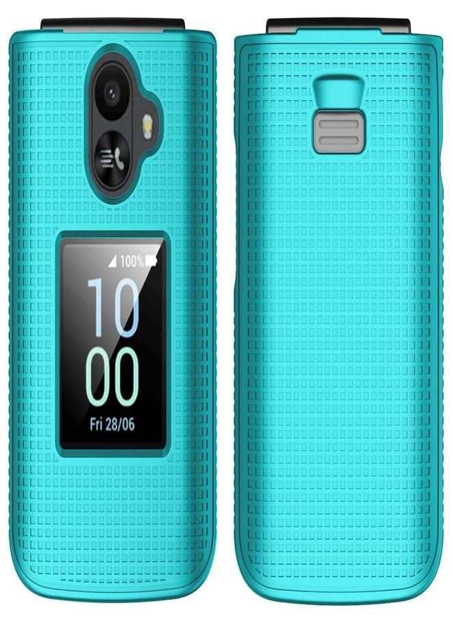 نيكيد سيل فون جراب Nakedcellphone لهاتف TCL Flip 3، غطاء حماية صلب رفيع [مضاد لبصمات الأصابع، بنمط شبكي] لهاتف T435 (2024) - أزرق مخضر، نعناعي، سماوي - Image 2