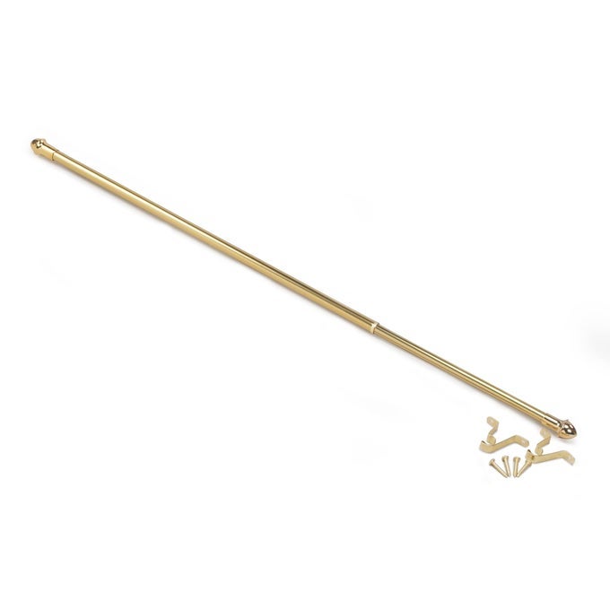 Fantasia Cafe Decorative Window Curtain Rod 28 48 Adjustable Width 716 Diameter 34 Projection Brass with Matching Finials Easy to Install Telescoping Rod Brackets Hardware Included