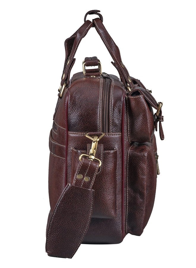 BRAND LEATHER 16 inch Genuine Leather Laptop Messenger Bag (Brown) - Image 3