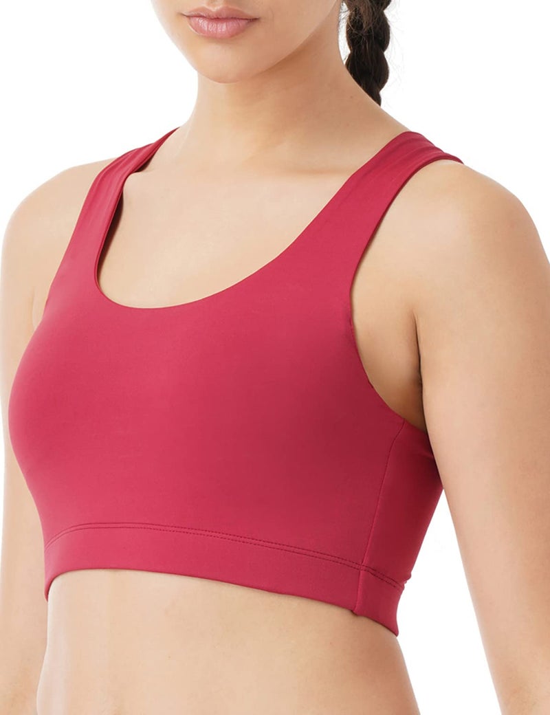 Pump'd Women's Full Coverage Racer Back Sports Bra -Light Padding, Removable Pads, Wire-Free, Anti-Odor, UV Protection, Soft Seams (Burgundy Baddies, S) - Image 4