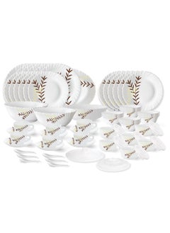 LARAH BY BOROSIL Larah by Borosil Oak Fluted Series Opalware Dinner Set | 66 Pieces for Family of 6 | Microwave & Dishwasher Safe | Bone-Ash Free | Crockery Set for Dining & Gifting | Plates & Bowls | White  - Image 1