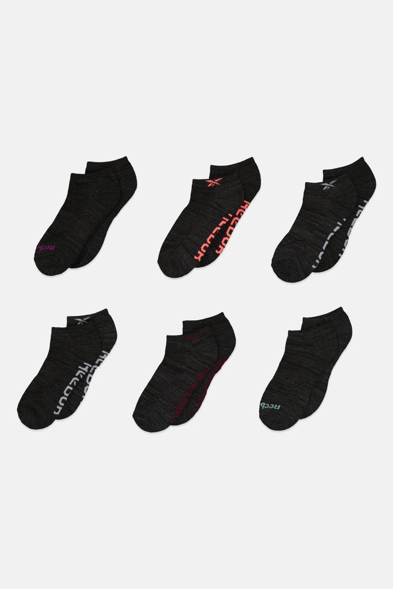 Reebok Women 3 Pairs Embroidered Logo Cushioned Low Cut Socks, Charcoal  - Image 1