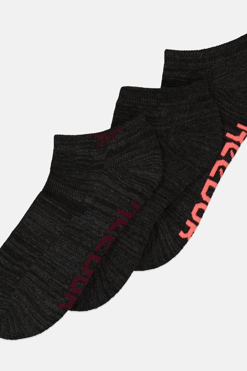 Reebok Women 3 Pairs Embroidered Logo Cushioned Low Cut Socks, Charcoal  - Image 2