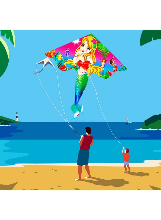 Hengda Kite - Kites For Kids Children Lovely Cartoon Mermaid Kites With Flying Line - Image 1