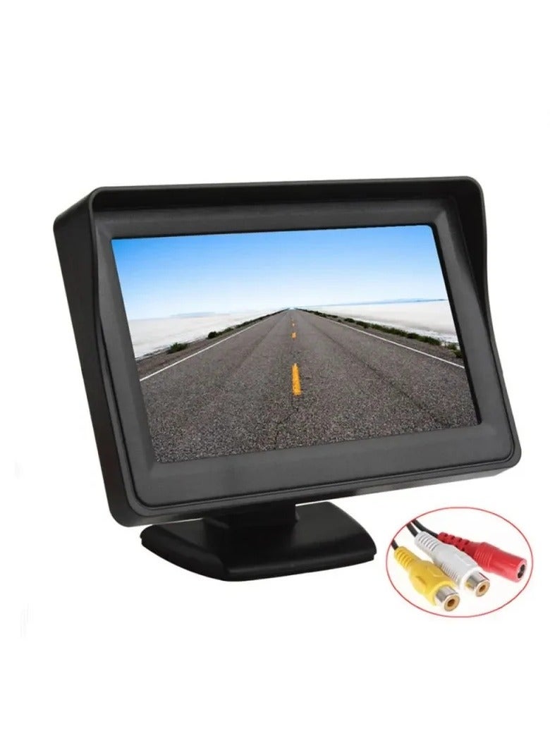 شاشة عرض شاملة مقاس 4.3 بوصة تركب على السيارات فوق الطبالون مفيدة لرؤية عند الرجوع  الخلفي عبر الكاميرا او كاميرة القيادة الامامية عالية الدقة والسطوع والتباين سهلة التركيب - Image 1