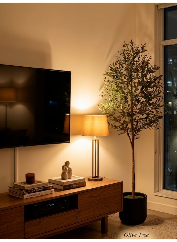Zanotta Olive Tree Artificial Fruits Plants for Home Living Room Decor | A large Artificial Tree with Natural Wood Trunk & Faux Fruits for Living Room Indoor Home Decor - Image 1