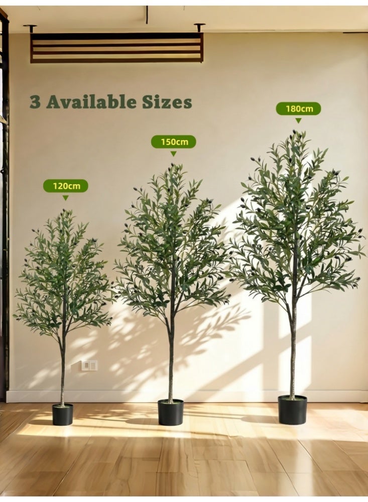Zanotta Olive Tree Artificial Fruits Plants for Home Living Room Decor | A large Artificial Tree with Natural Wood Trunk & Faux Fruits for Living Room Indoor Home Decor - Image 3