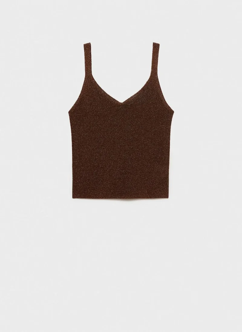 MANGO Knitted V-Neck Top