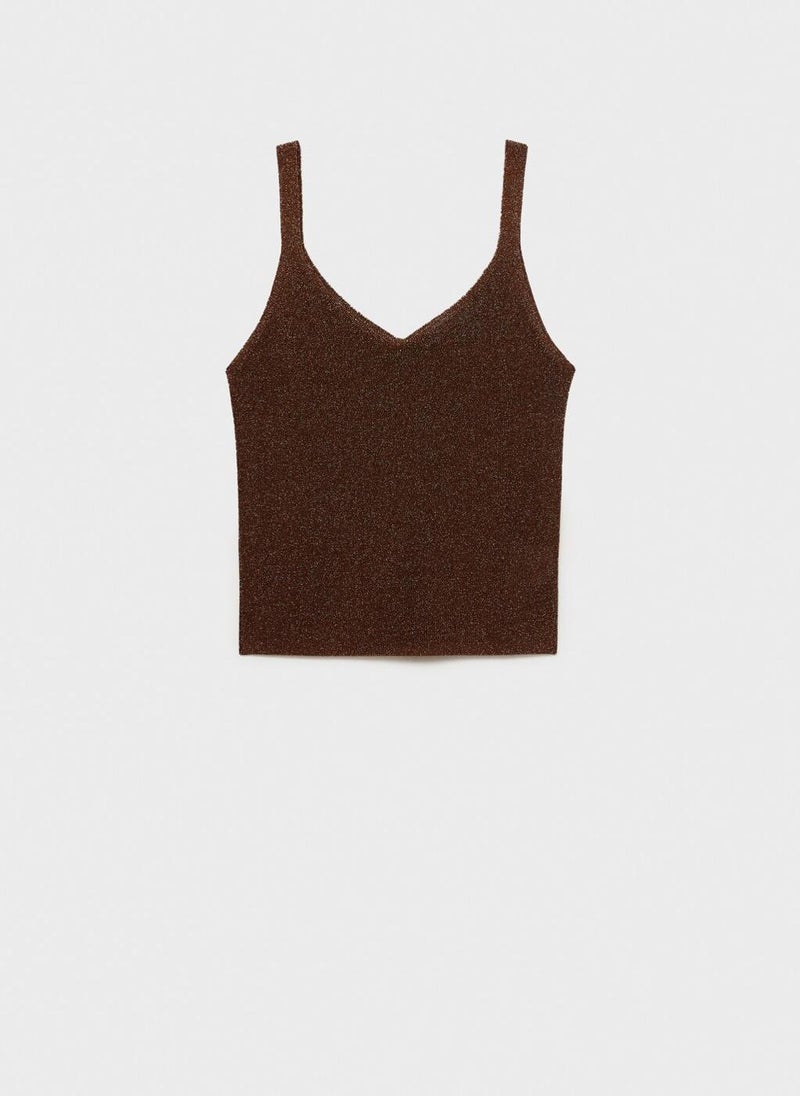 MANGO Knitted V-Neck Top  - Image 5