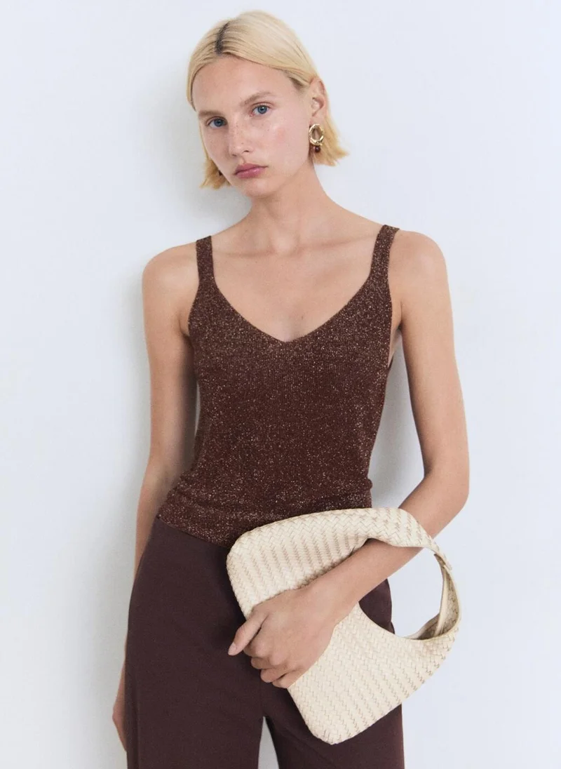 MANGO Knitted V-Neck Top