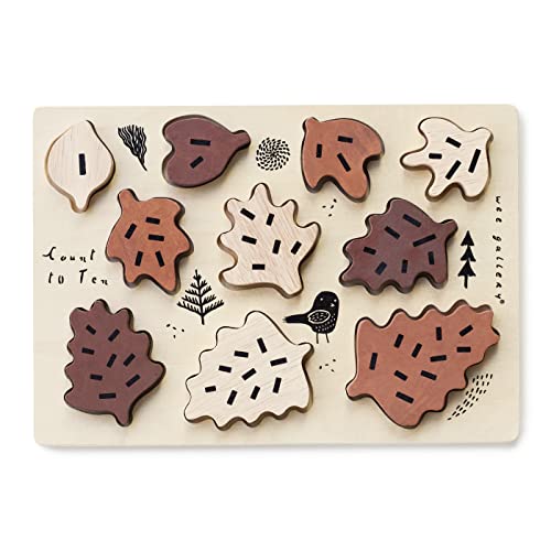 Wee Gallery Wooden Tray Puzzle Count to Ten Leaves Montessori Toy for Toddlers and Preschoolers for Early Learning and Fine Motor Skill Development Sustainable Educational Puzzle for Kids - Image 1