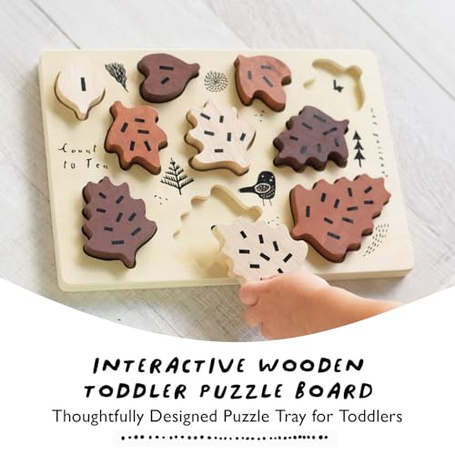 Wee Gallery Wooden Tray Puzzle Count to Ten Leaves Montessori Toy for Toddlers and Preschoolers for Early Learning and Fine Motor Skill Development Sustainable Educational Puzzle for Kids - Image 3