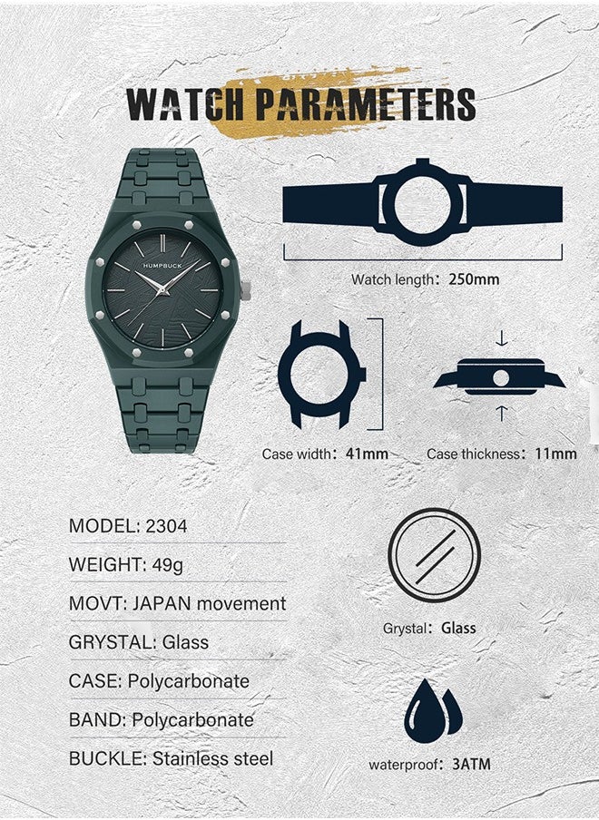 HUMPBUCK - Watch Minimalist Polycarbonate Waterproof Wristwatch for Men & Women Luminous Casual Design Lightweight and Perfect for Everyday Wear - Image 1