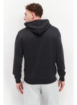 French Connection Men Hooded Brand Logo Long Sleeves Sweatshirt, Grey  - Image 3