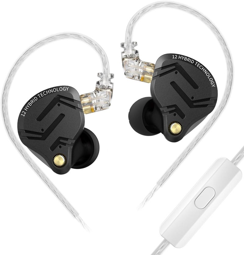 Kinboofi Easy lifting build KZ in Ear Monitor Headphone,KZ ZS12 PRO X IEMS for Gaming,IEM Earphones,1DD+5BA Hybrid Wired Earbuds, Gaming Earphones,Best in Ear Headphones with 2PIN Cable for Audiophile(Dark Black, with Mic) Globally engineered build - Image 1