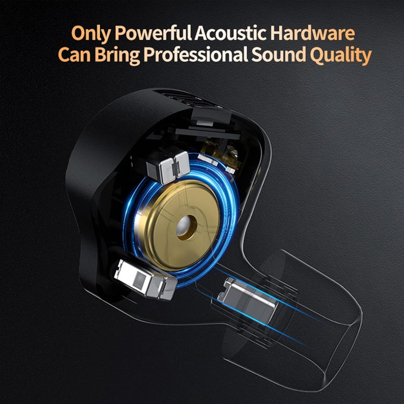 Kinboofi Easy lifting build KZ in Ear Monitor Headphone,KZ ZS12 PRO X IEMS for Gaming,IEM Earphones,1DD+5BA Hybrid Wired Earbuds, Gaming Earphones,Best in Ear Headphones with 2PIN Cable for Audiophile(Dark Black, with Mic) Globally engineered build - Image 4