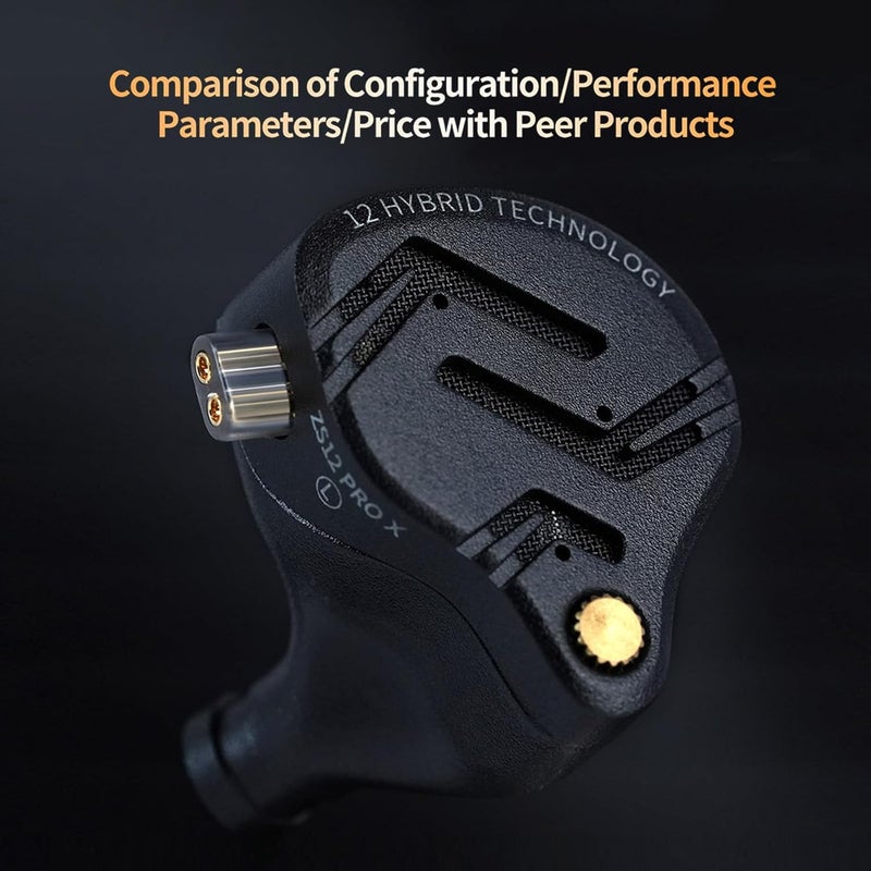Kinboofi Easy lifting build KZ in Ear Monitor Headphone,KZ ZS12 PRO X IEMS for Gaming,IEM Earphones,1DD+5BA Hybrid Wired Earbuds, Gaming Earphones,Best in Ear Headphones with 2PIN Cable for Audiophile(Dark Black, with Mic) Globally engineered build - Image 2