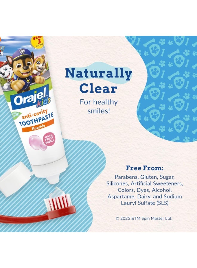 Orajel Kids Paw Patrol Anti-Cavity Fluoride Toothpaste, Natural Fruity Bubble Flavor, 4.2oz Tube - Image 5